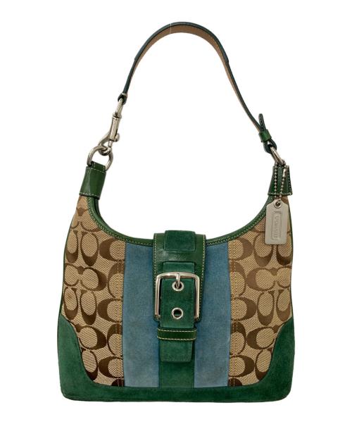 COACH（コーチ）COACH (コーチ) ワンショルダーバッグ ブラウン×グリーンの古着・服飾アイテム
