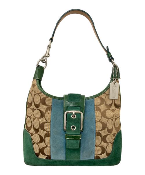 COACH（コーチ）COACH (コーチ) ワンショルダーバッグ ブラウン×グリーンの古着・服飾アイテム