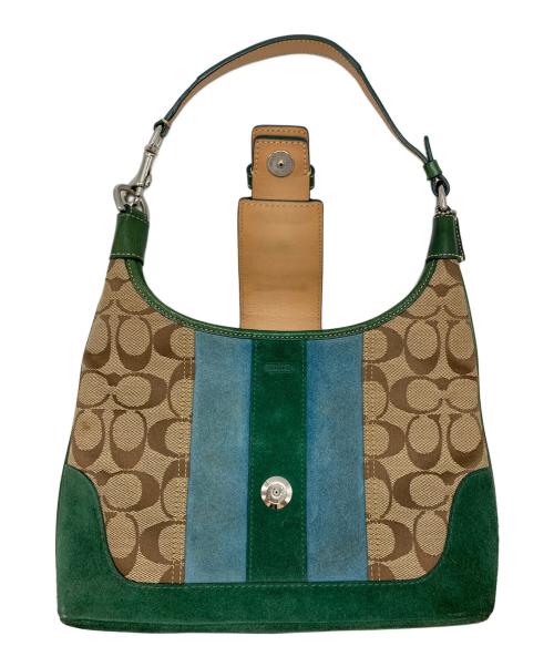 COACH（コーチ）COACH (コーチ) ワンショルダーバッグ ブラウン×グリーンの古着・服飾アイテム