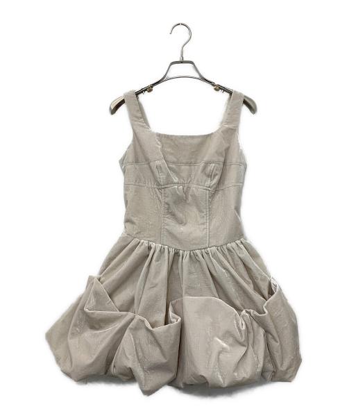 Snidel（スナイデル）Snidel (スナイデル) デザインベロアミニドレス ベージュの古着・服飾アイテム