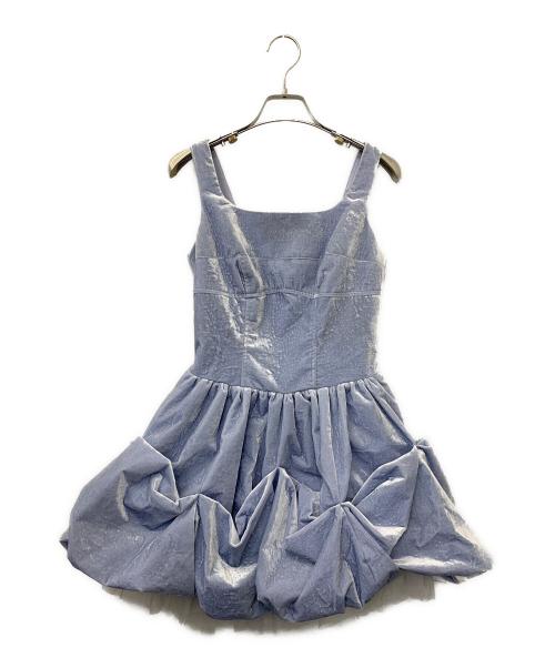 Snidel（スナイデル）Snidel (スナイデル) デザインベロアミニドレス ブルーの古着・服飾アイテム