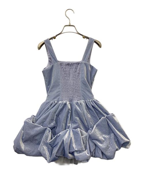 Snidel（スナイデル）Snidel (スナイデル) デザインベロアミニドレス ブルーの古着・服飾アイテム