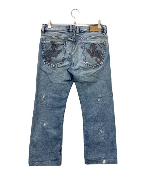 DIESEL（ディーゼル）DIESEL (ディーゼル) ダメージデニムパンツ ブルー サイズ:W30×L32の古着・服飾アイテム