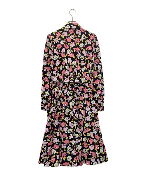 Kate Spade（ケイトスペード）Kate Spade (ケイトスペード) フラワープリントシャツワンピース ピンク×ブラック サイズ:4の古着・服飾アイテム