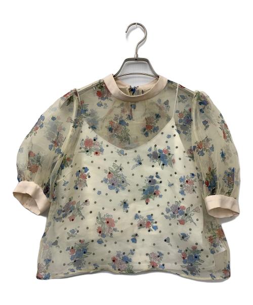 Lily Brown（リリーブラウン）Lily Brown (リリーブラウン) シアーフラワートップス ベージュ サイズ:Fの古着・服飾アイテム