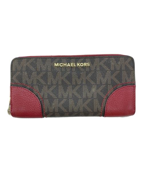MICHAEL KORS（マイケルコース）MICHAEL KORS (マイケルコース) 長財布 ブラウン×レッドの古着・服飾アイテム