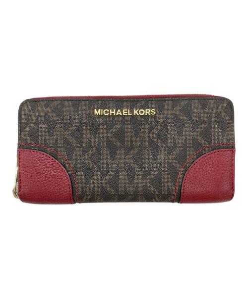 MICHAEL KORS（マイケルコース）MICHAEL KORS (マイケルコース) 長財布 ブラウン×レッドの古着・服飾アイテム