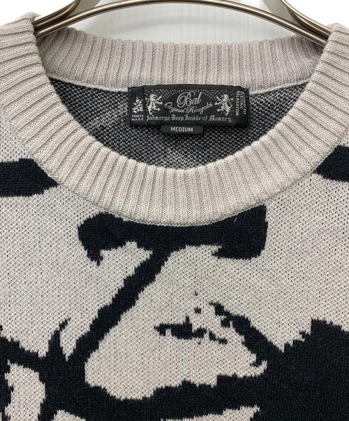 BAL（バル）BAL (バル) JACQUARD COTTON CREWNECK SWEATER ブラック×グレー サイズ:Mの古着・服飾アイテム