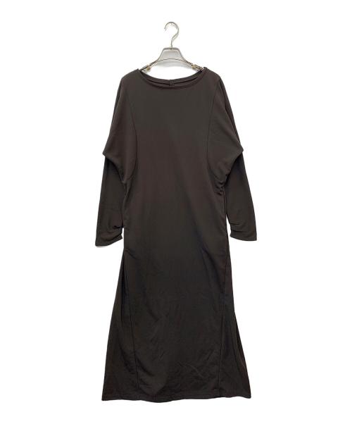 crewre（クルーレ）crewre (クルーレ) ジョーゼットシェイプワンピース ブラウン サイズ:3の古着・服飾アイテム