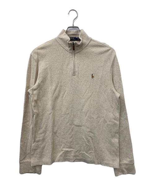 POLO RALPH LAUREN（ポロ・ラルフローレン）POLO RALPH LAUREN (ポロ・ラルフローレン) ハーフジップスウェット ベージュ サイズ:Mの古着・服飾アイテム