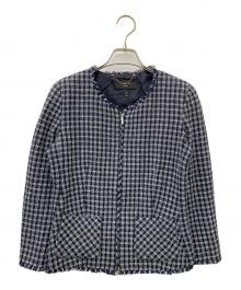 WEEKEND Max Mara（ウィークエンド マックスマーラ）の古着「ノーカラーツイードジャケット」｜ネイビー