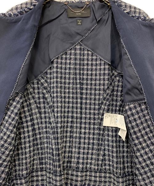 WEEKEND Max Mara（ウィークエンド マックスマーラ）WEEKEND Max Mara (ウィークエンド マックスマーラ) ノーカラーツイードジャケット ネイビー サイズ:40の古着・服飾アイテム