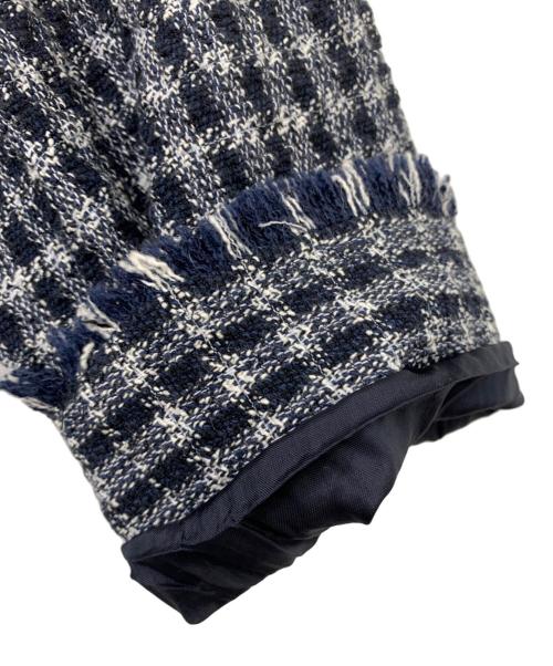 WEEKEND Max Mara（ウィークエンド マックスマーラ）WEEKEND Max Mara (ウィークエンド マックスマーラ) ノーカラーツイードジャケット ネイビー サイズ:40の古着・服飾アイテム