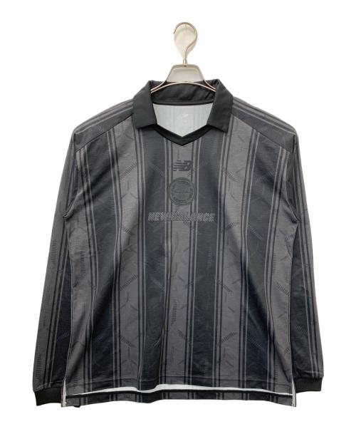 NEW BALANCE（ニューバランス）NEW BALANCE (ニューバランス) Black Out グラフィック ポロロングスリーブシャツ ブラック サイズ:XLの古着・服飾アイテム