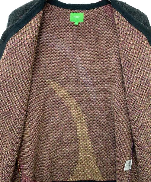 HUF（ハフ）HUF (ハフ) H-DOGカーディガン ブラック×レッド サイズ:Lの古着・服飾アイテム