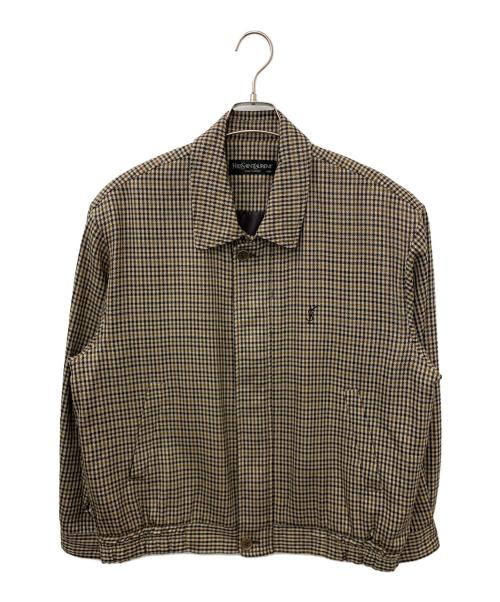 Yves Saint Laurent pour homme（イヴサンローラン プールオム）Yves Saint Laurent pour homme (イヴサンローラン プールオム) 80's~90'sチェックブルゾン ブラウン サイズ:100(実寸サイズの確認をお願いします)の古着・服飾アイテム