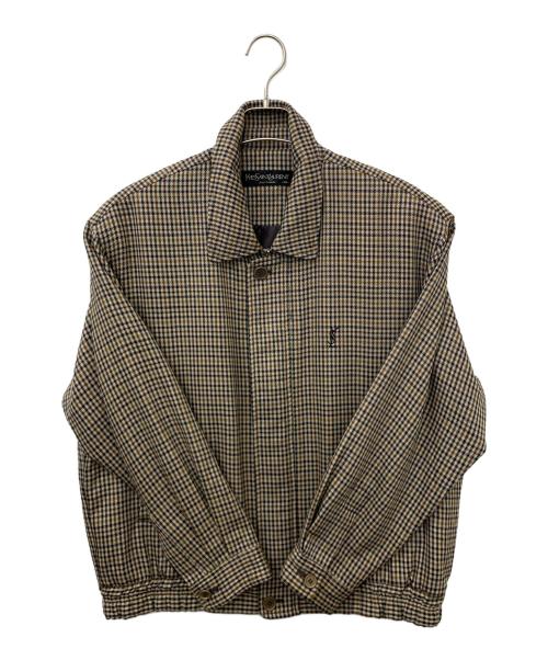 Yves Saint Laurent pour homme（イヴサンローラン プールオム）Yves Saint Laurent pour homme (イヴサンローラン プールオム) 80's~90'sチェックブルゾン ブラウン サイズ:100(実寸サイズの確認をお願いします)の古着・服飾アイテム
