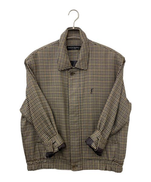 Yves Saint Laurent pour homme（イヴサンローラン プールオム）Yves Saint Laurent pour homme (イヴサンローラン プールオム) 80's~90'sチェックブルゾン ブラウン サイズ:100(実寸サイズの確認をお願いします)の古着・服飾アイテム