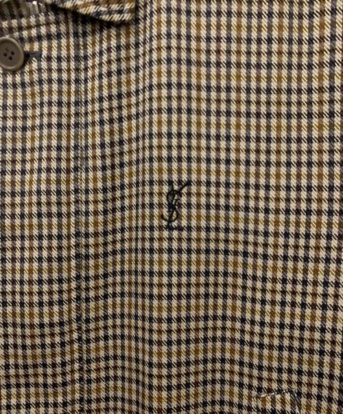 Yves Saint Laurent pour homme（イヴサンローラン プールオム）Yves Saint Laurent pour homme (イヴサンローラン プールオム) 80's~90'sチェックブルゾン ブラウン サイズ:100(実寸サイズの確認をお願いします)の古着・服飾アイテム