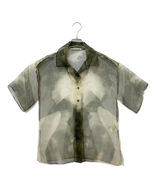 Acne studios（アクネ ストゥディオズ）ACNE STUDIOS (アクネ ストゥディオズ) 総柄シアーシャツ グリーン サイズ:36の古着・服飾アイテム