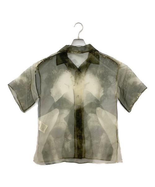 Acne studios（アクネ ストゥディオズ）ACNE STUDIOS (アクネ ストゥディオズ) 総柄シアーシャツ グリーン サイズ:36の古着・服飾アイテム
