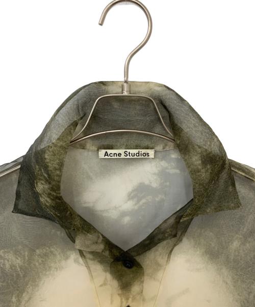 Acne studios（アクネ ストゥディオズ）ACNE STUDIOS (アクネ ストゥディオズ) 総柄シアーシャツ グリーン サイズ:36の古着・服飾アイテム
