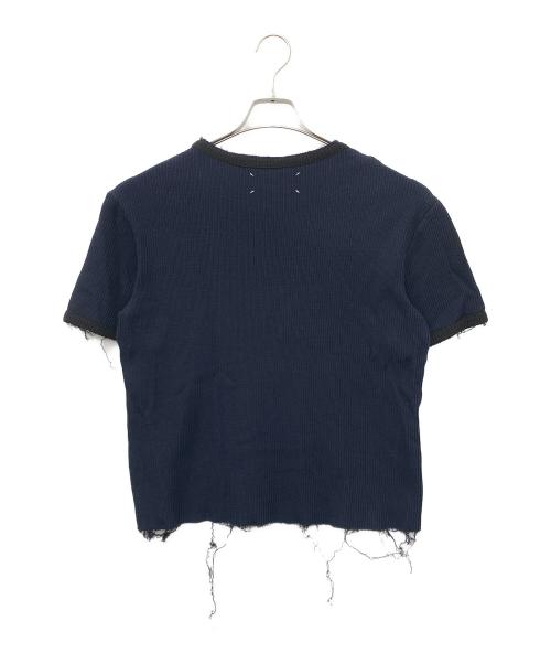 Maison Margiela（メゾンマルジェラ）Maison Margiela (メゾンマルジェラ) リブコットンTシャツ ネイビー サイズ:46の古着・服飾アイテム