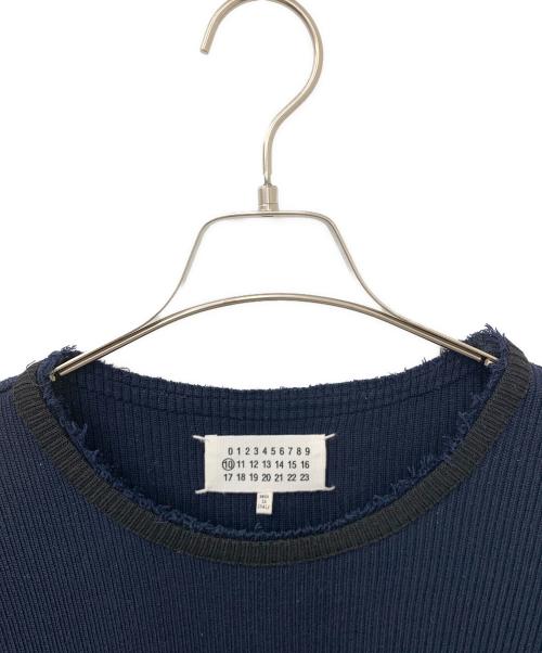 Maison Margiela（メゾンマルジェラ）Maison Margiela (メゾンマルジェラ) リブコットンTシャツ ネイビー サイズ:46の古着・服飾アイテム