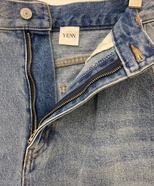 YENN（イエン）YENN (イエン) ハイライズタックワイドパンツ ブルー サイズ:38の古着・服飾アイテム