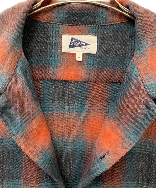 Pilgrim Surf+Supply（ピルグリム サーフサプライ）Pilgrim Surf+Supply (ピルグリム サーフサプライ) オンブレチェックシャツ ネイビー×オレンジ サイズ:Mの古着・服飾アイテム