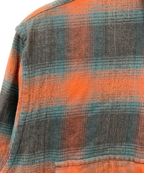 Pilgrim Surf+Supply（ピルグリム サーフサプライ）Pilgrim Surf+Supply (ピルグリム サーフサプライ) オンブレチェックシャツ ネイビー×オレンジ サイズ:Mの古着・服飾アイテム