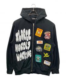 X-LARGE（エクストララージ）の古着「マルチロゴ ジップアップフーデッド スウェットシャツ」｜ブラック