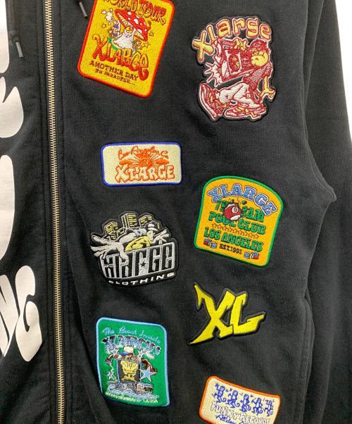 X-LARGE（エクストララージ）X-LARGE (エクストララージ) マルチロゴ ジップアップフーデッド スウェットシャツ ブラック サイズ:Lの古着・服飾アイテム