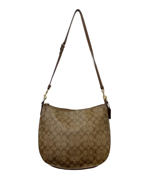 COACH（コーチ）COACH (コーチ) ショルダーバッグ シグネチャー ベージュ×ブラウンの古着・服飾アイテム