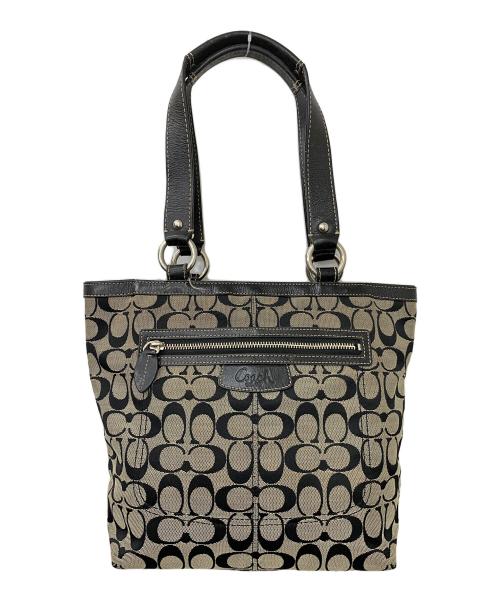 COACH（コーチ）COACH (コーチ) トートバッグ シグネチャー ベージュ×ブラックの古着・服飾アイテム