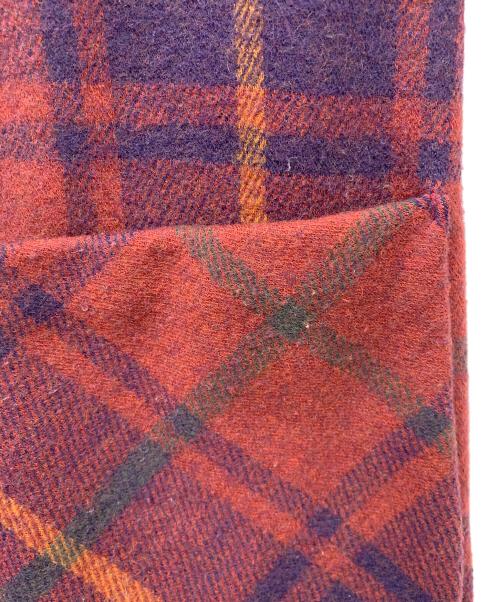Vivienne Westwood RED LABEL（ヴィヴィアンウエストウッドレッドレーベル）Vivienne Westwood RED LABEL (ヴィヴィアンウエストウッドレッドレーベル) ウール タータンチェック ビッグカラー アシンメトリー コート レッド×パープル サイズ:2の古着・服飾アイテム