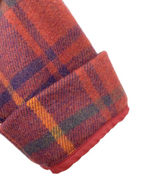Vivienne Westwood RED LABEL（ヴィヴィアンウエストウッドレッドレーベル）Vivienne Westwood RED LABEL (ヴィヴィアンウエストウッドレッドレーベル) ウール タータンチェック ビッグカラー アシンメトリー コート レッド×パープル サイズ:2の古着・服飾アイテム