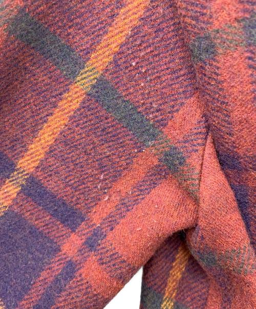 Vivienne Westwood RED LABEL（ヴィヴィアンウエストウッドレッドレーベル）Vivienne Westwood RED LABEL (ヴィヴィアンウエストウッドレッドレーベル) ウール タータンチェック ビッグカラー アシンメトリー コート レッド×パープル サイズ:2の古着・服飾アイテム