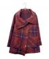 Vivienne Westwood RED LABEL（ヴィヴィアンウエストウッドレッドレーベル）の古着「ウール タータンチェック ビッグカラー アシンメトリー コート」｜レッド×パープル