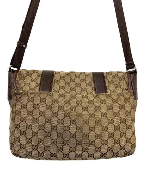 GUCCI（グッチ）GUCCI (グッチ) GGキャンバス ショルダーバッグ ベージュ×ブラウンの古着・服飾アイテム