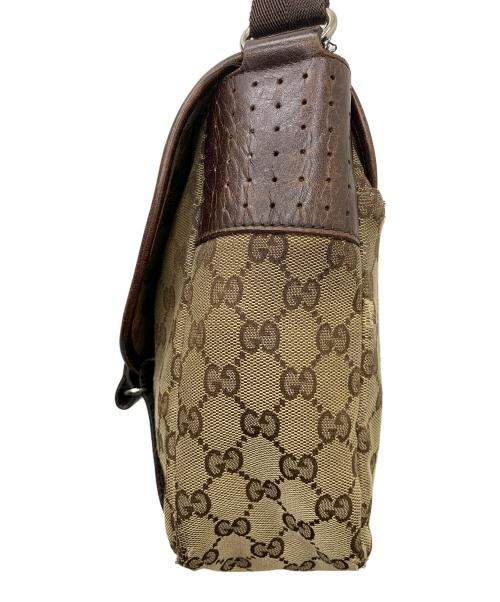 GUCCI（グッチ）GUCCI (グッチ) GGキャンバス ショルダーバッグ ベージュ×ブラウンの古着・服飾アイテム