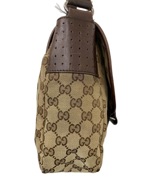 GUCCI（グッチ）GUCCI (グッチ) GGキャンバス ショルダーバッグ ベージュ×ブラウンの古着・服飾アイテム