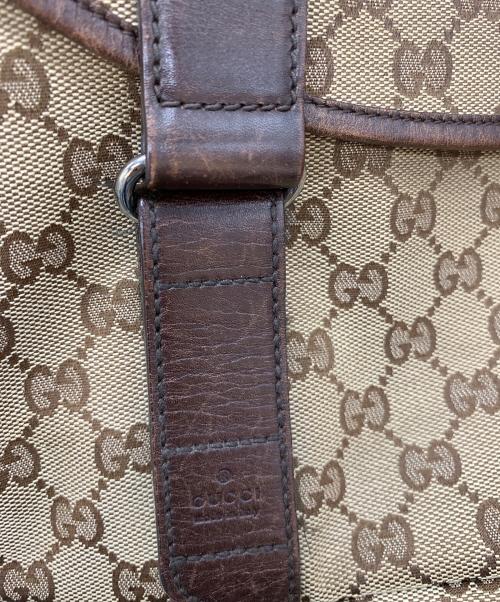 GUCCI（グッチ）GUCCI (グッチ) GGキャンバス ショルダーバッグ ベージュ×ブラウンの古着・服飾アイテム