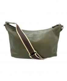 COACH（コーチ）の古着「HERITAGE WEB LEATHER ショルダーバッグ」｜グリーン