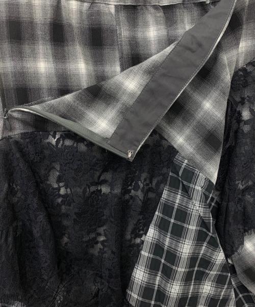 SLY（スライ）SLY (スライ) リメイクライク レース チェック スカート ブラック×グレー サイズ:1の古着・服飾アイテム