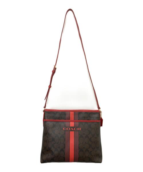 COACH（コーチ）COACH (コーチ) ショルダーバッグ ブラウン×レッドの古着・服飾アイテム