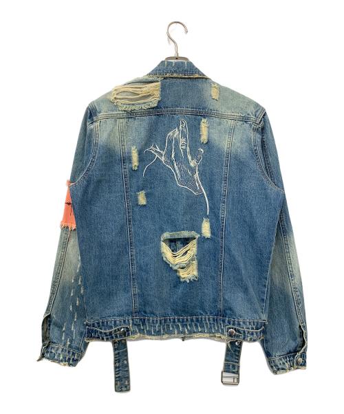 JAFFARY（ジャファリー）JAFFARY (ジャファリー) ダメージデニムジャケット ブルー サイズ:Lの古着・服飾アイテム