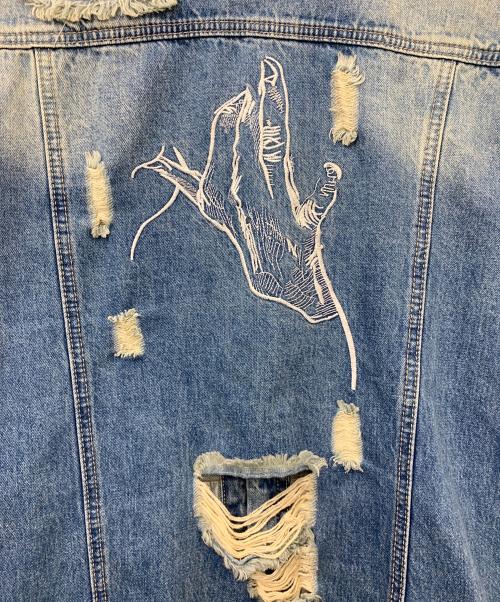 JAFFARY（ジャファリー）JAFFARY (ジャファリー) ダメージデニムジャケット ブルー サイズ:Lの古着・服飾アイテム