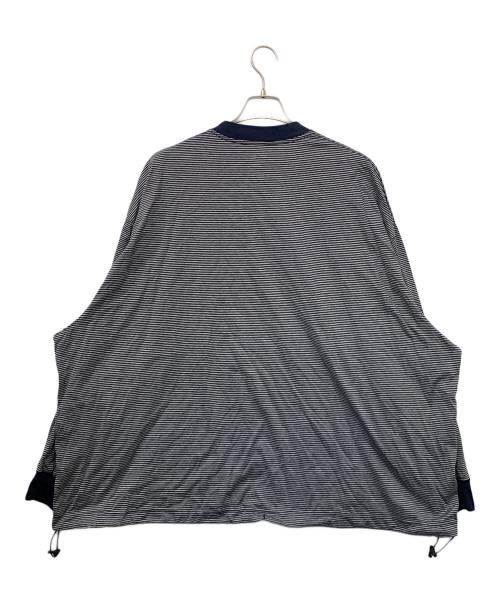 is-ness（イズネス）is-ness (イズネス) Balloon Border Long-sleeve T-Shirt グレー×ネイビー サイズ:Lの古着・服飾アイテム