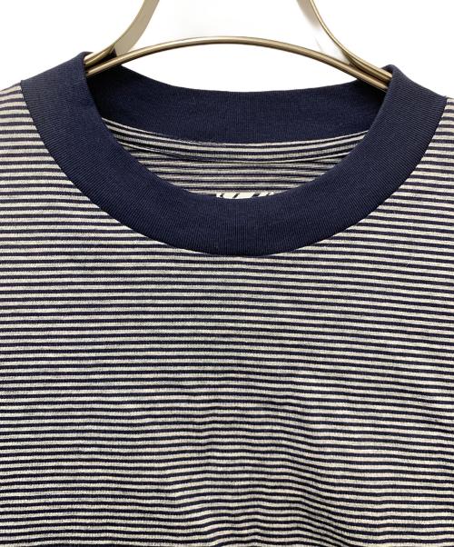is-ness（イズネス）is-ness (イズネス) Balloon Border Long-sleeve T-Shirt グレー×ネイビー サイズ:Lの古着・服飾アイテム